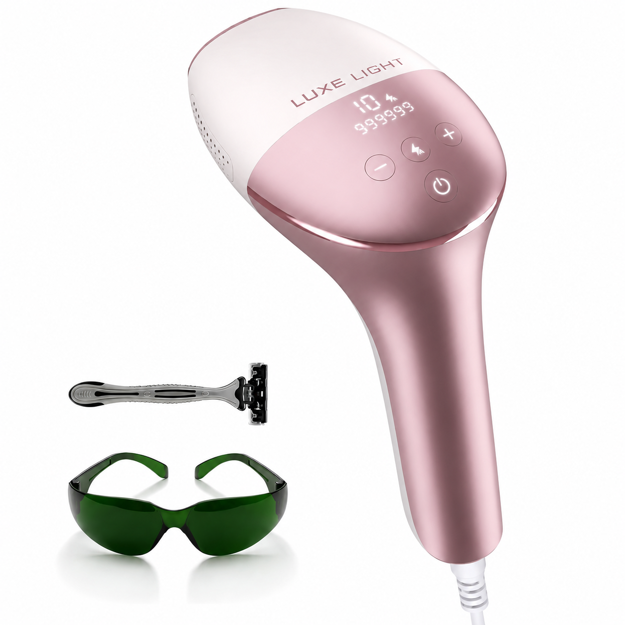 جهاز Luxe Light IPL مع نظارة الحماية وشفرة الحلاقة - طقم كامل للاستخدام المنزلي